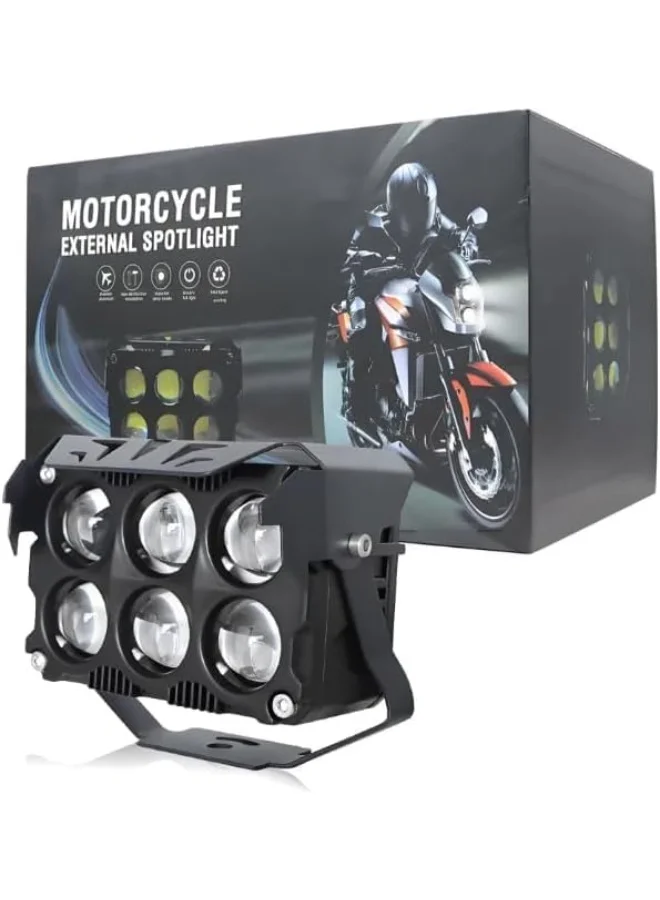 SHEZA STAR Square Motorcycle LED Spotlight, 6-LED Array High-Intensity External Headlight, 120W Universal Mounting (120W) 7ohda