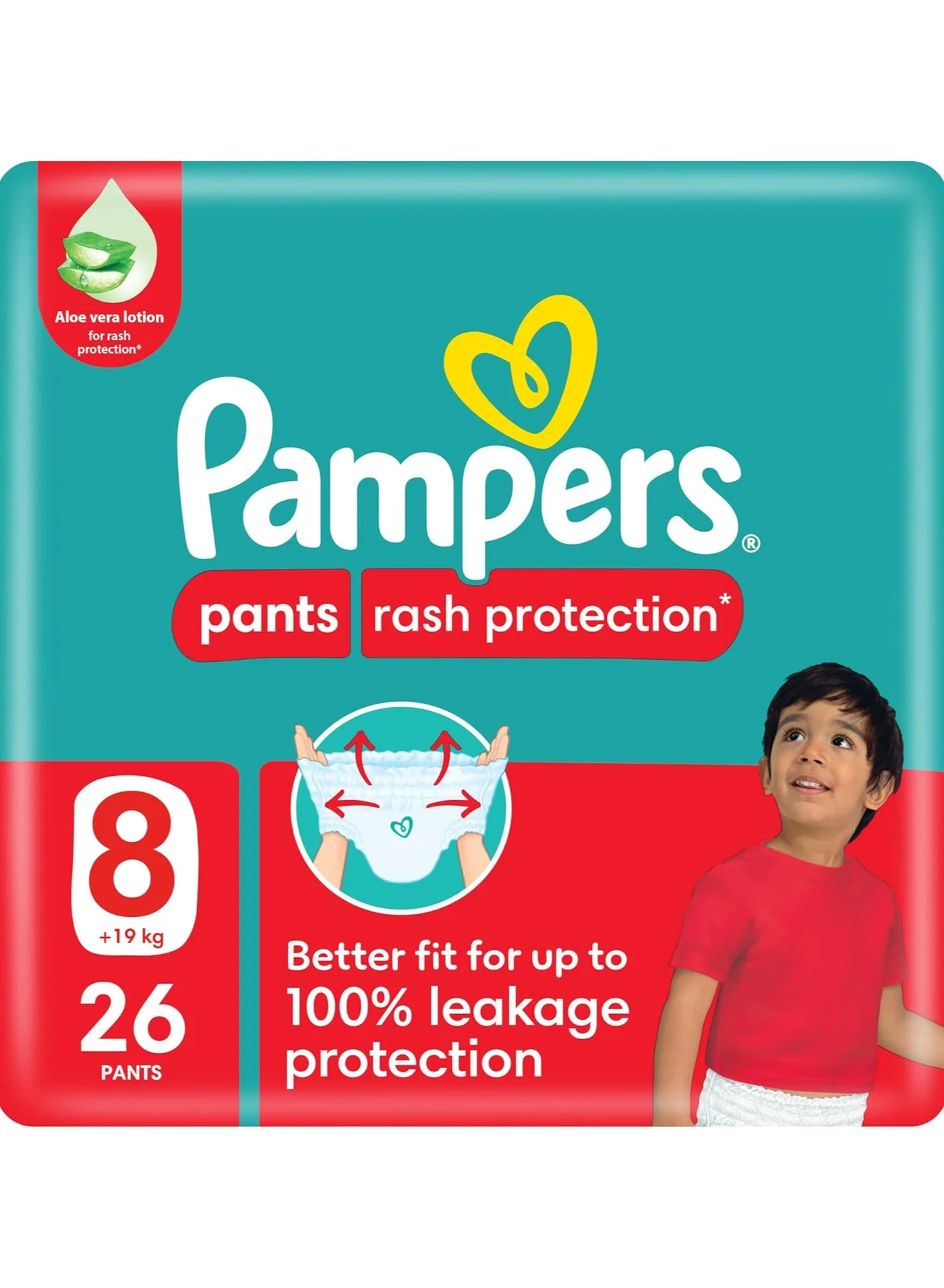 Premium Rash Protection Diaper Pants with Aloe Vera Infusion (Size 8, 19+kg, 26 Count) s3zns