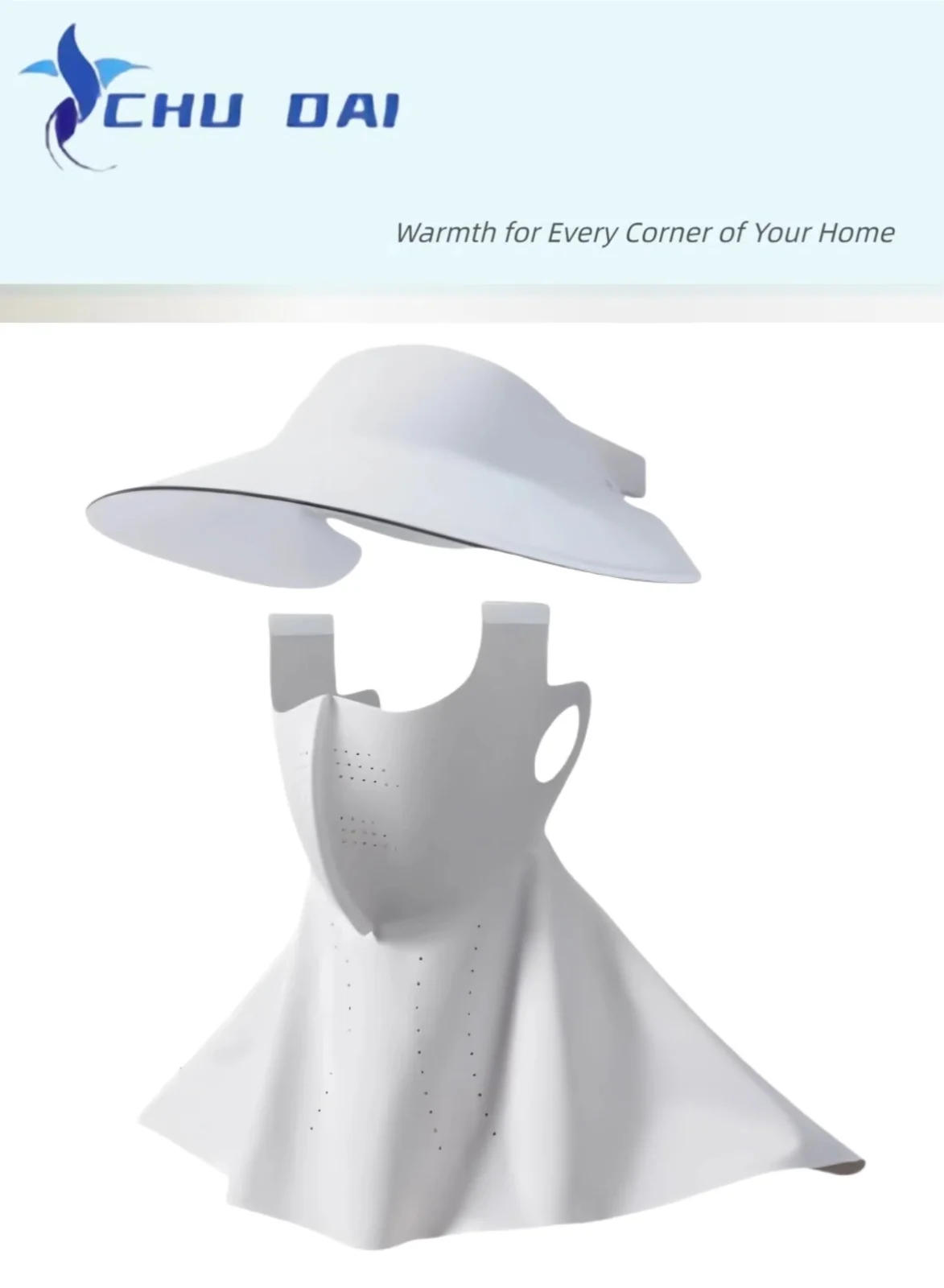 CHU DAI UV Protection Face Cover Sun Hat Detachable Wide Brim for Women (Light Grey, One Size) ojwq6