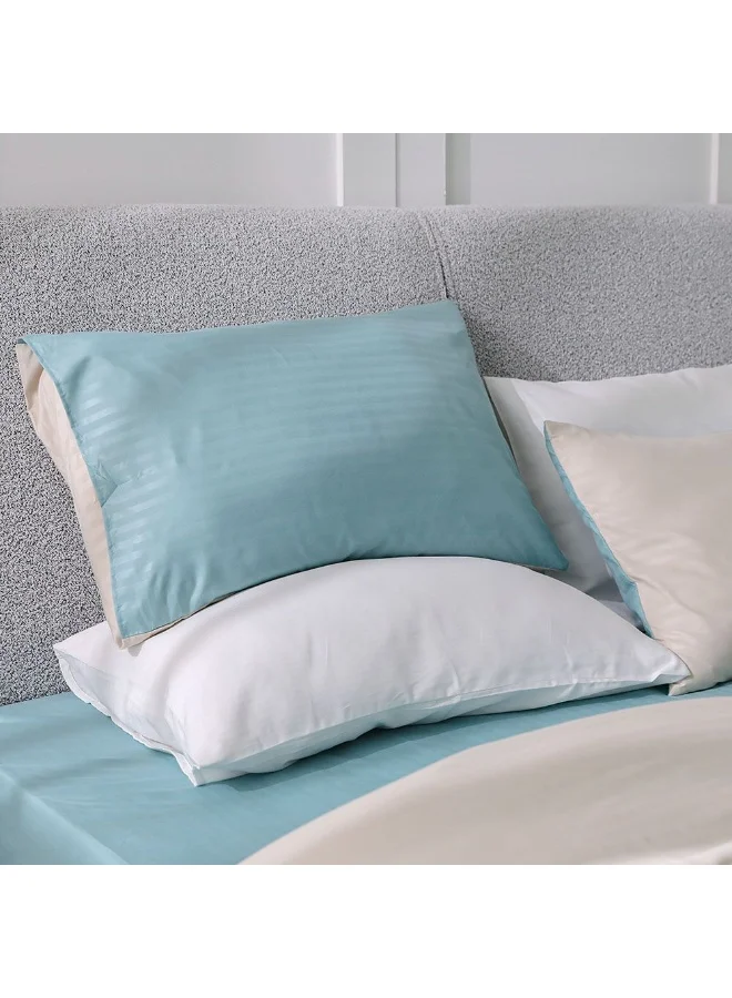 DANUBE HOME Reversible 4-Piece King Comforter Set Premium Microfiber Bedding for All Seasons (Light Blue, 230x260 cm) cnxdd