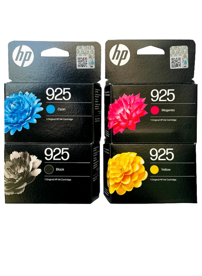 Premium 925 Ink Cartridge Set (4-Color Pack) for Office Series Printers - Black, Cyan, Yellow, Magenta 4fevh