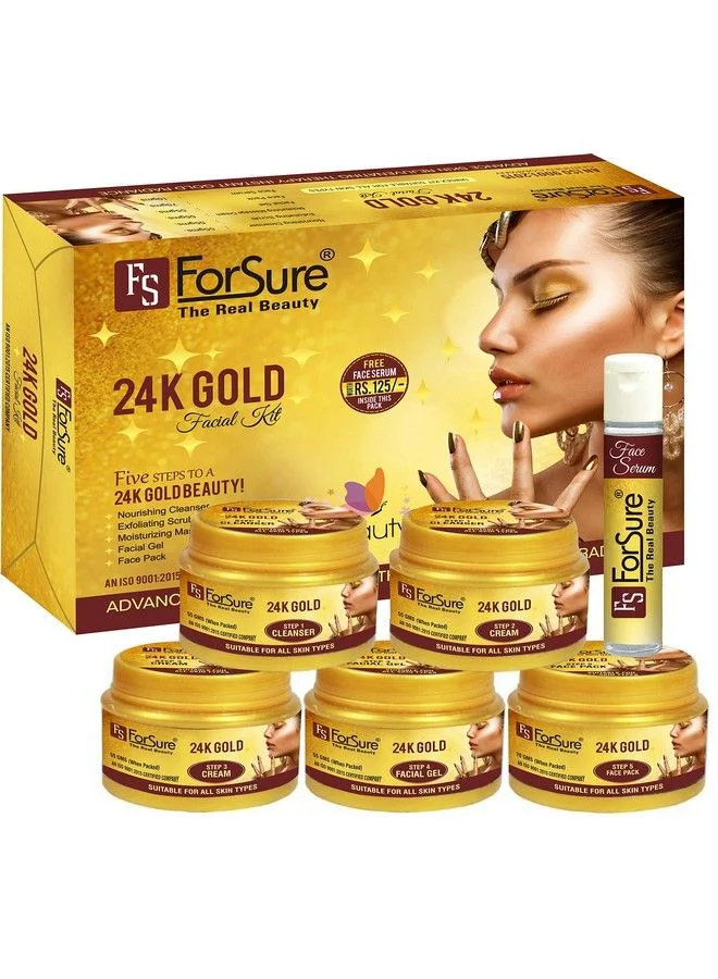 FORSURE 24K Gold Facial Kit Premium Skincare Set for Radiant Complexion (Gold, 250g) 5wj35
