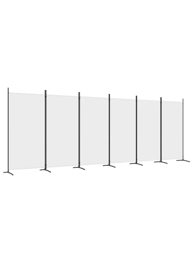 VidaXL 6-Panel Room Divider Privacy Screen (White, 520x180 cm) Premium Fabric Partition for Home and Office n1e87