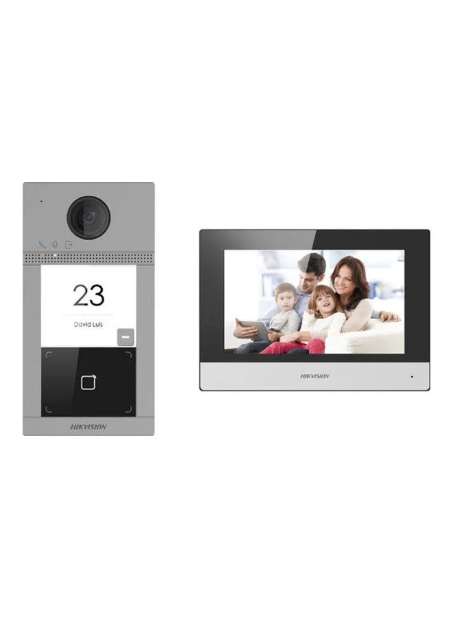 Premium IP Video Intercom Kit with 2MP Camera, PoE & WiFi Connectivity, 2-Way Audio, Remote Web Configuration (Gray) dmngp
