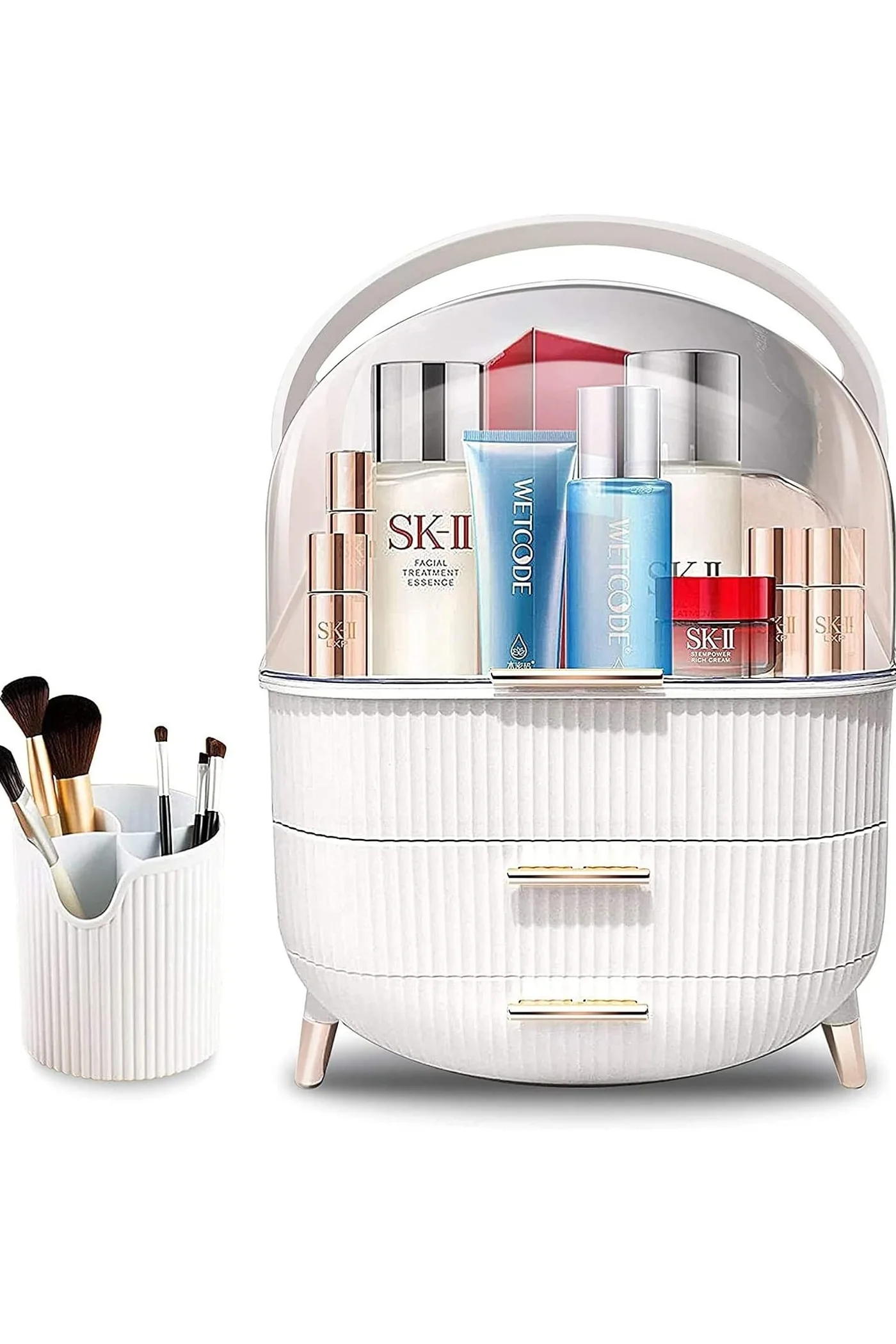 ORiTi Large Cosmetic Makeup Organizer (Dustproof Waterproof Storage Case, White, 30cm x 20cm x 35cm) ru7qj