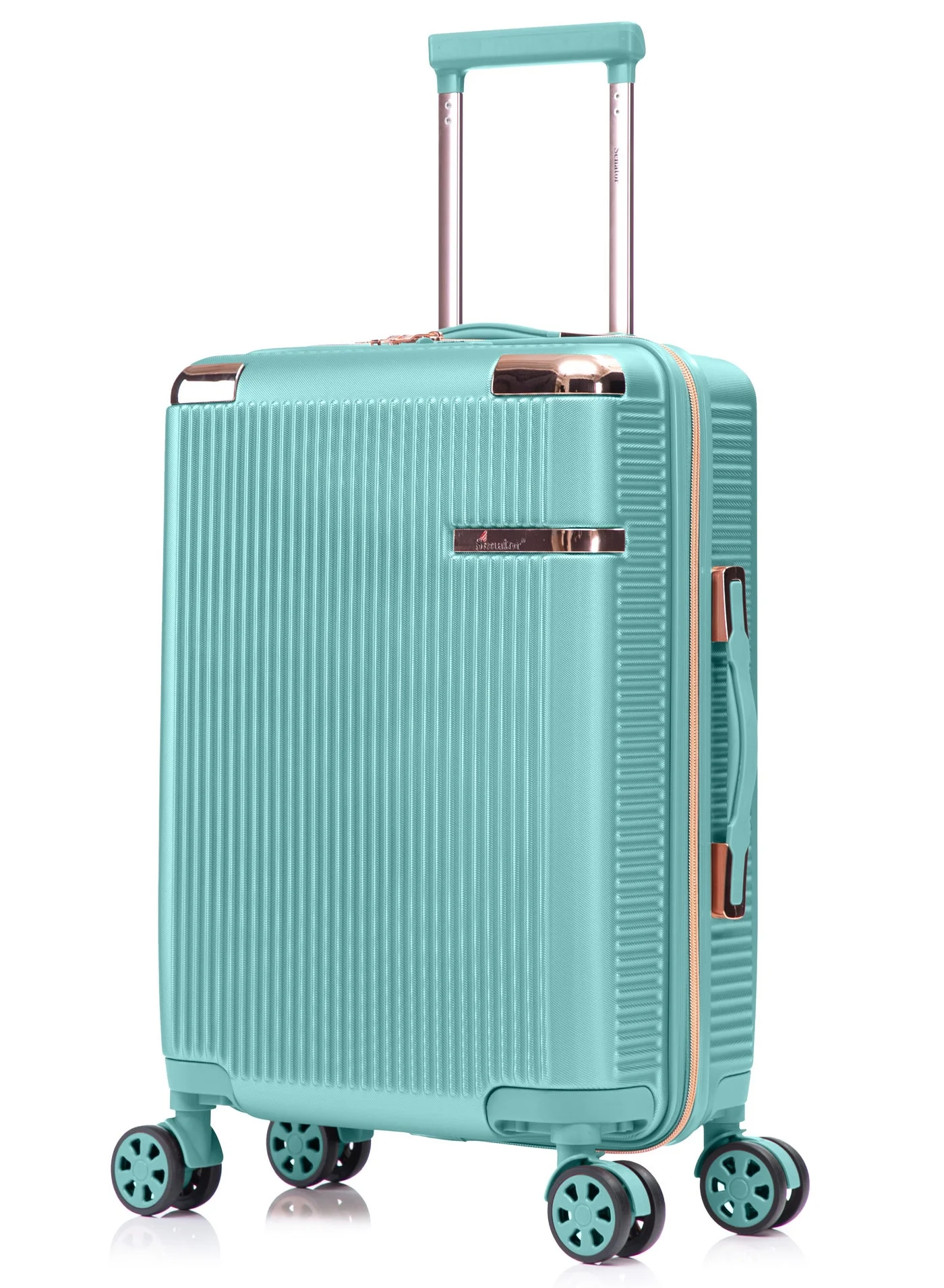 SENATOR Hard Case Carry On Luggage Trolley Lightweight ABS Suitcase with 4 Double Wheels and TSA Lock (Light Green, 55 cm) pk2v7