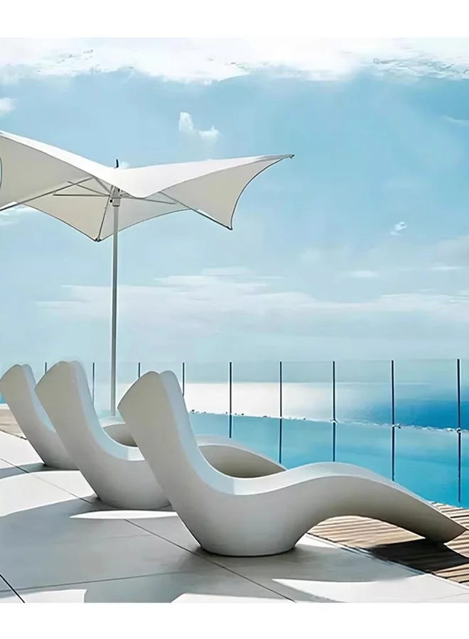 Broyhome Outdoor Sunbed Nordic Lounge Chair Fiberglass Waterproof Sunproof Pool Beach Furniture (180 cm) 5i3qq