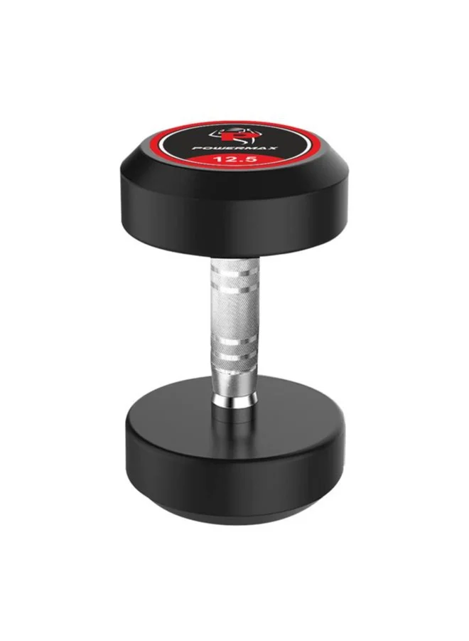 PowerMax Fitness Rubber Coated Round Professional Dumbbell for Home Gym Strength Training (Black, 12.5 kg) vtzjh