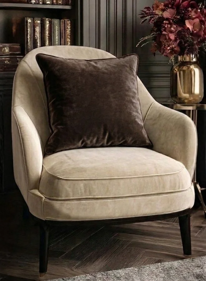 Dash And Twine Premium Velvet Decorative Cushion (Brown, 45x45 cm) zun0u