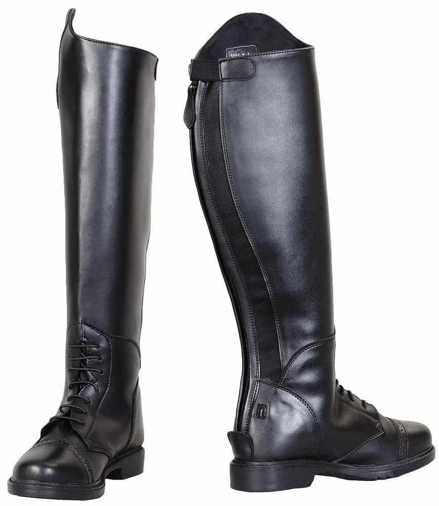 Premium Synthetic Leather Field Boots for Kids Back Zip Equestrian Riding Footwear (Black, 2 Slim Regular) xcdra