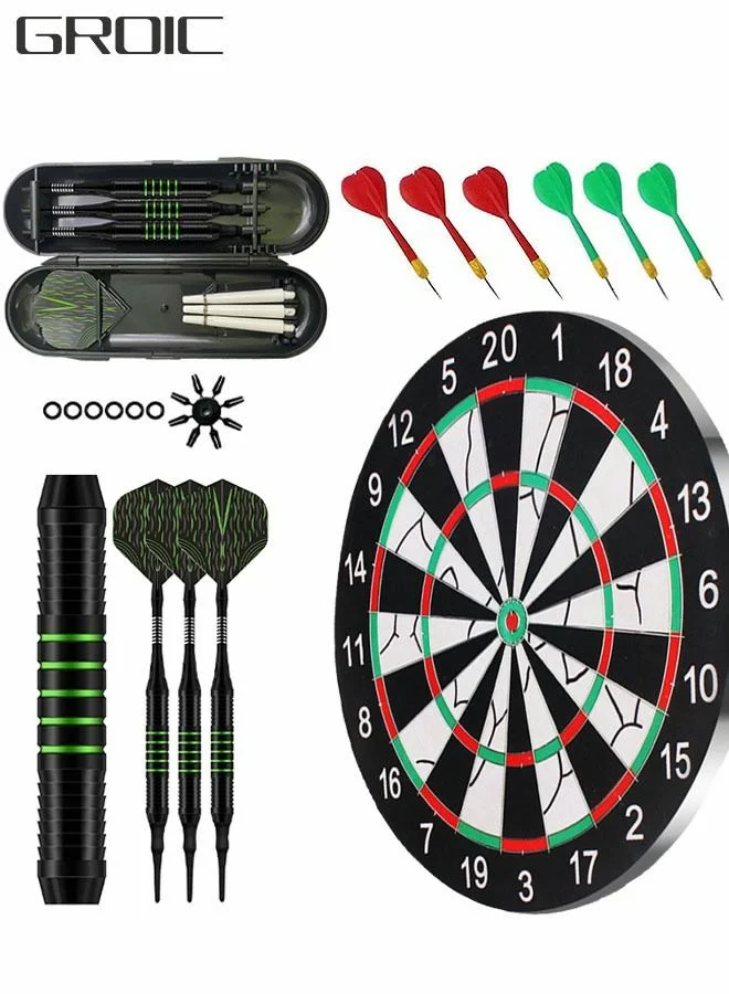 GROIC Professional Dart Set for Electronic Dartboards (Soft Tip and Steel Needle Darts, 12-Piece Set) gqvo4