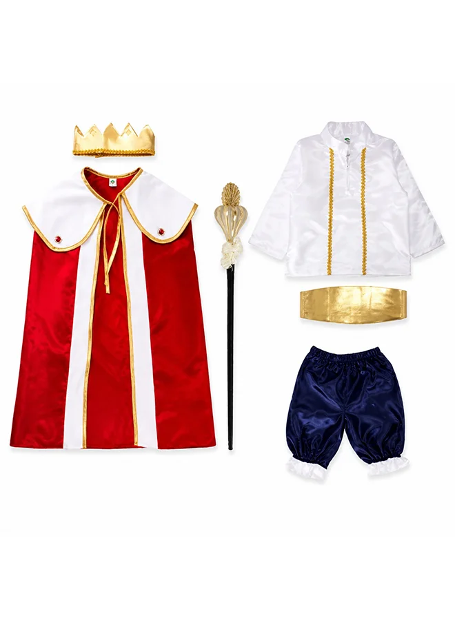 Toy Land King Prince Costume Set with Crown Cape and Scepter Royal Fancy Dress Outfit (6-7 Years) wpzk2
