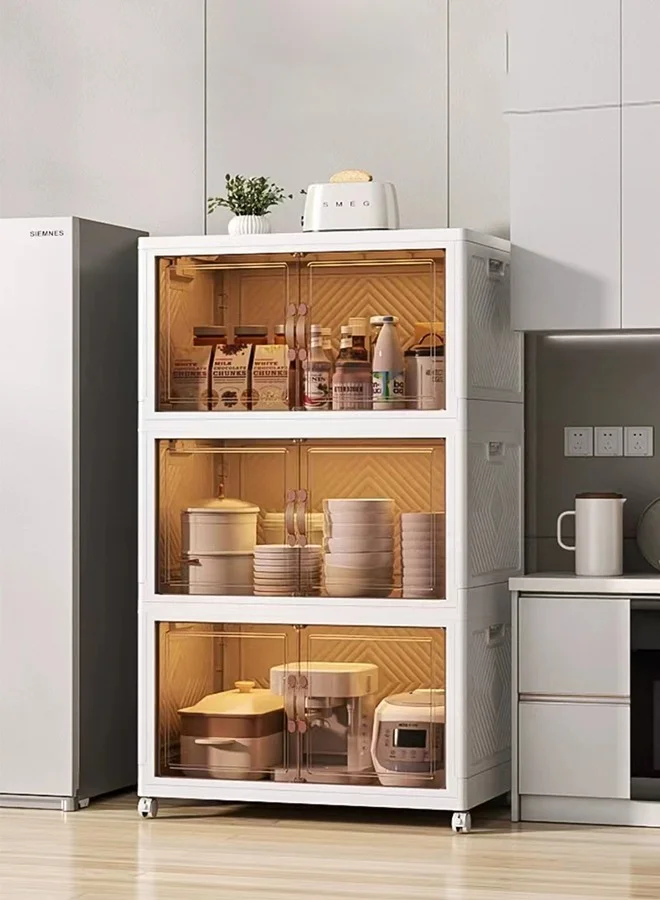 Arabest 3-Tier Foldable Kitchen Storage Cabinet Extra Large Plastic Organizing Drawer Unit (55x35x88cm) dwzk2