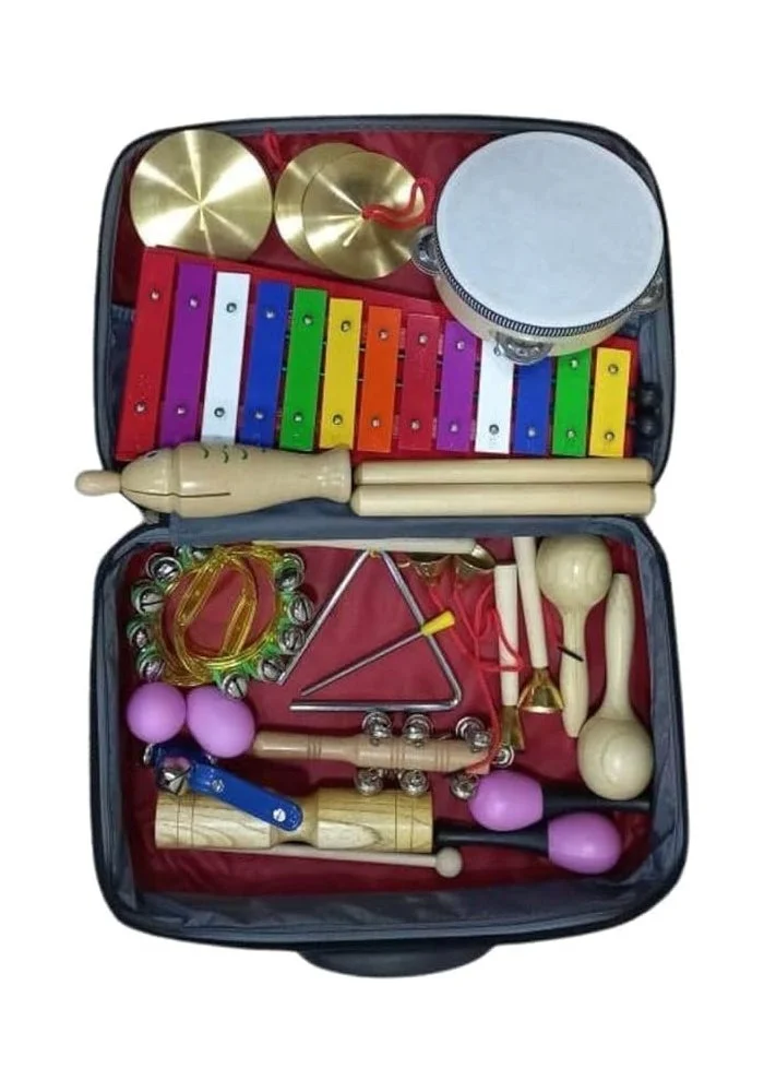 MegArya Classroom Percussion Set with Storage Case (17-Piece Musical Instrument Kit for Primary Education) rrdqx