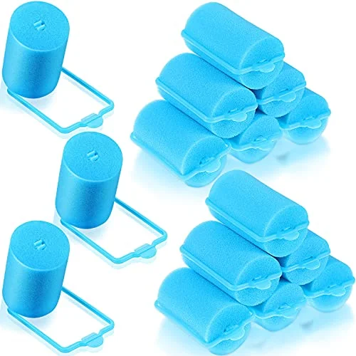 Geyoga Foam Hair Rollers Set (Blue, 18 Pieces) Soft Sponge Curlers for Heatless Styling for Women 7qwkf