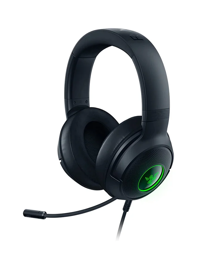Premium Wired USB Gaming Headset with 7.1 Surround Sound, Lightweight Ergonomic Build, Noise-Isolating Microphone, and Customizable RGB Lighting (Black) gjjvt