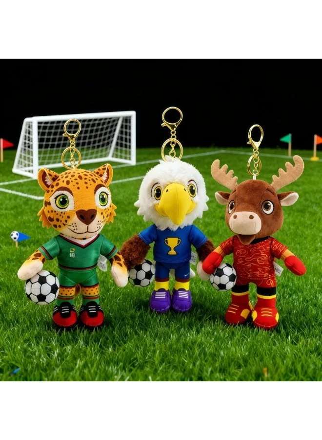 General Mascot Plush Keychain Set Soft Stuffed Hanging Ornaments for Bags (Soccer Fan Collectible Gift, 10 cm) iq8nn