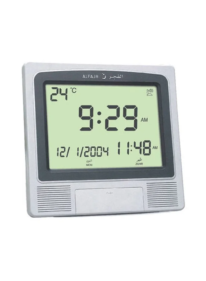 Digital Azan Prayer Clock with Large LCD Display for Wall or Table Mount (Grey, 21 x 22 x 2.5 cm) 7u0rh