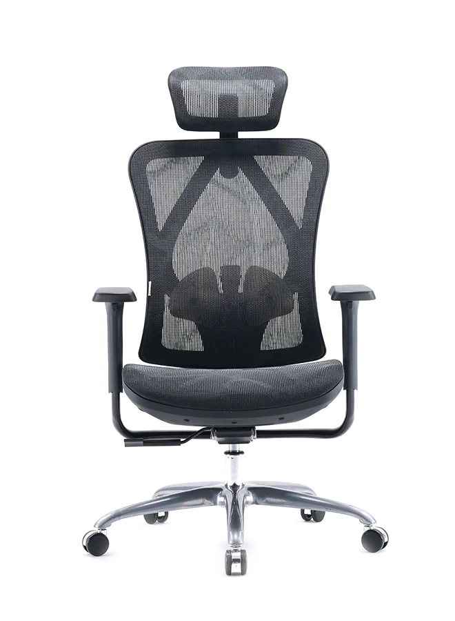 Ergonomic Office Executive Chair with 4D Linkage Armrests and Adjustable Lumbar Support (Steel Base, Black) 7eu62