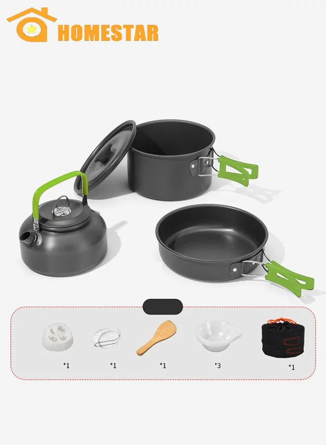 HOMESTAR Camping Cookware Kit Non-Stick Lightweight Pots and Pan Set for Outdoor Hiking and Picnic (1 Set) qhpy8