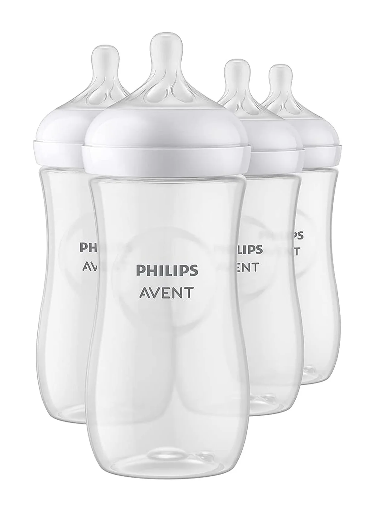 Premium Natural Baby Feeding Set with Responsive Flow Nipples (Clear, 330 mL, Pack of 4) amsc0