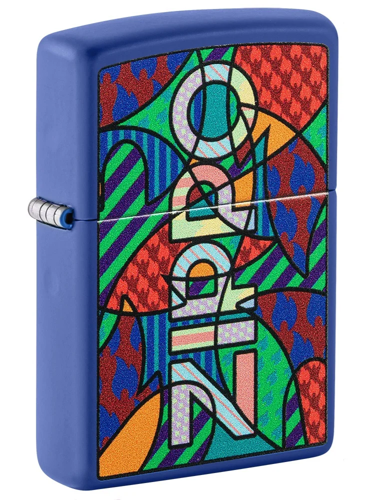 Premium Windproof Metal Lighter Pop Art Design Royal Blue Matte Finish (Standard Size) 9qsca