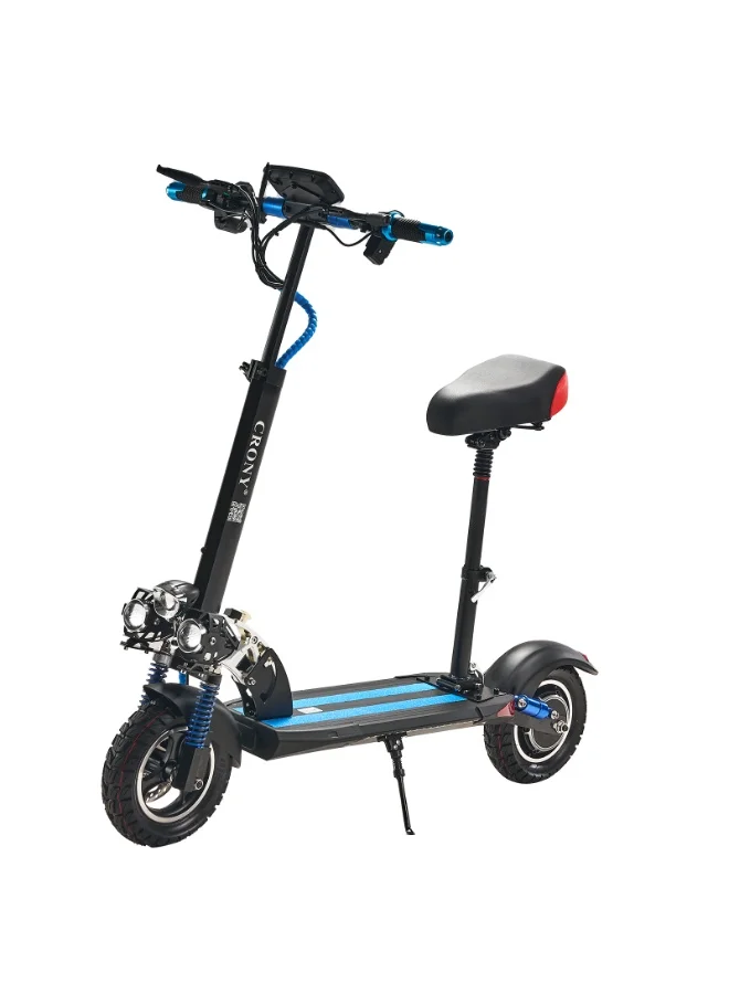 Crony V10 Electric Scooter 1200W Motor with Seat and Dual Disc Brakes (Black, 120kg Load Capacity) 690k1