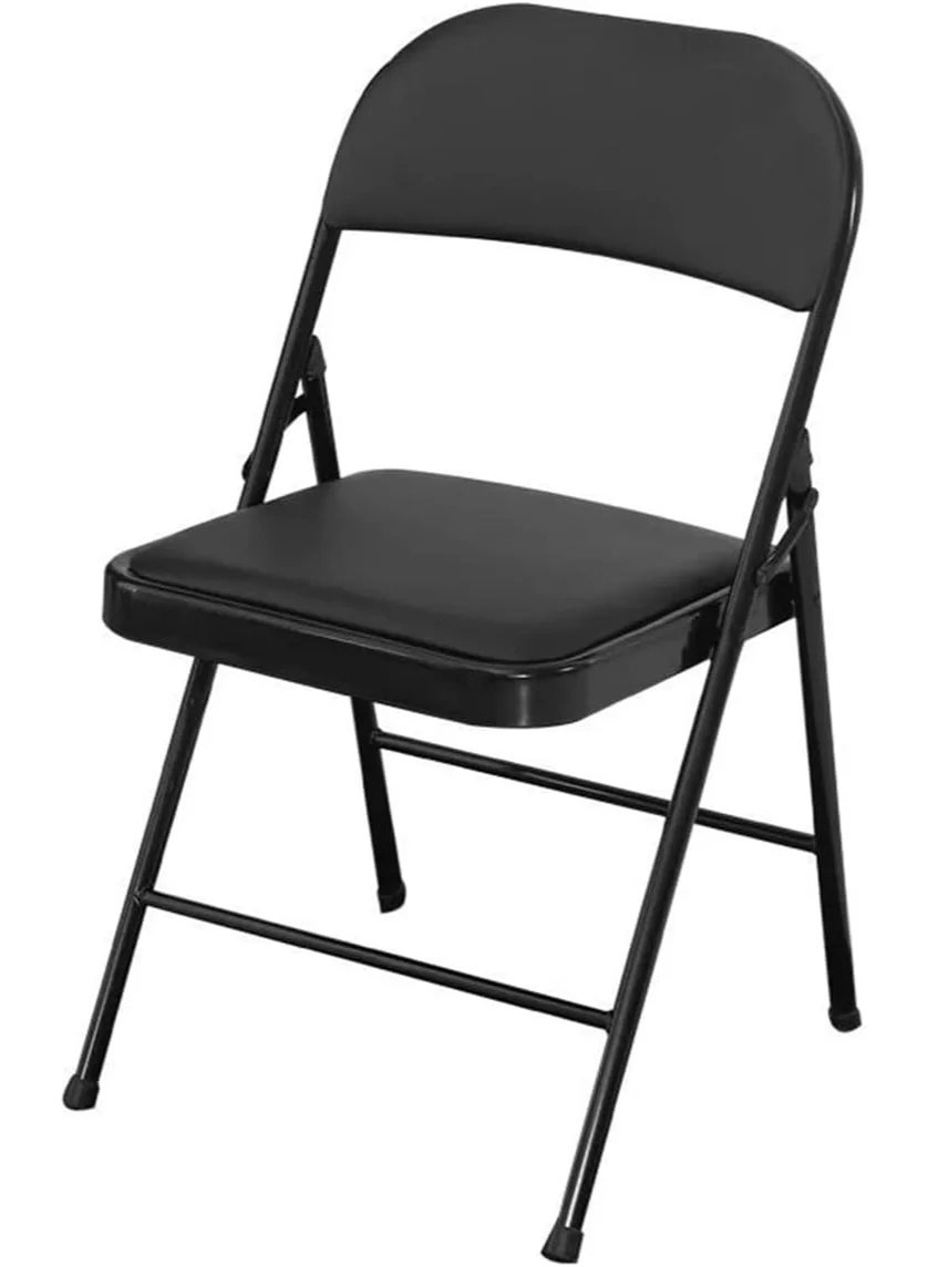 DubaiGallery Folding Chair with Premium Cushion Seat (Black, 45x45x80 cm) lfwk3