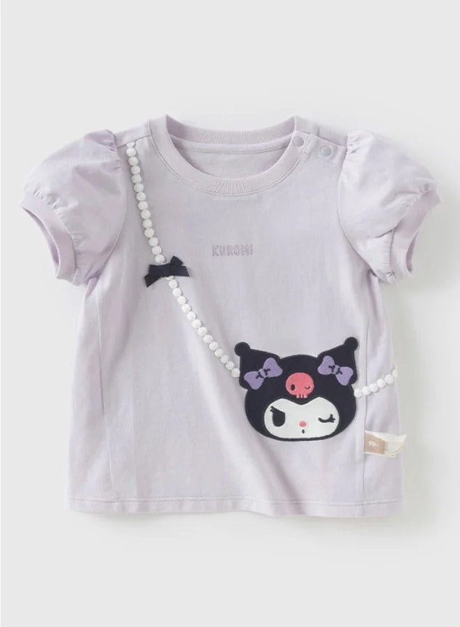 Dave & Bella Girls Cartoon Character Graphic T-Shirt Premium Cotton Casual Tee (Light Purple, 120 cm) 3oyxw