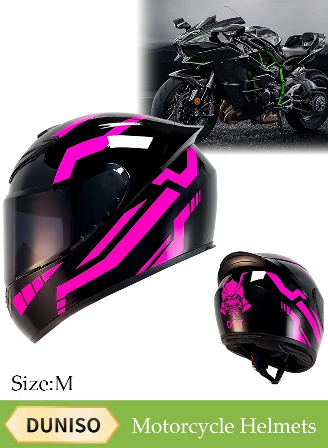 DUNISO Full Face Motorcycle Helmet, Lightweight Crash-Resistant Racing Gear with Black Lenses and Breathable Lining (Unisex, M) d0bmr