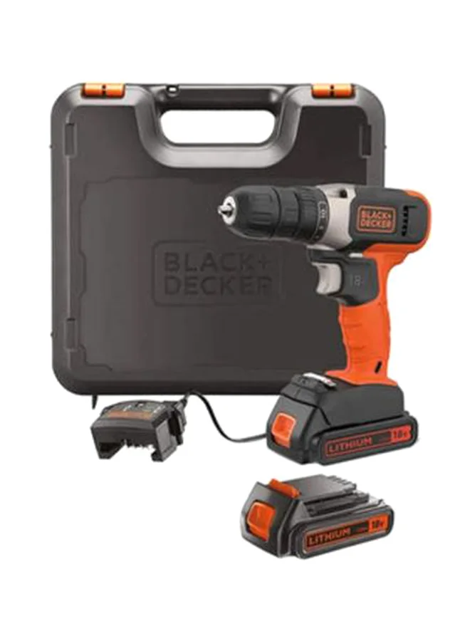 Cordless Electric Compact Drill Driver 18V 1.5Ah with 2 Batteries and Kitbox for Wood Drilling and Fastening (Orange, 18V) rwujq