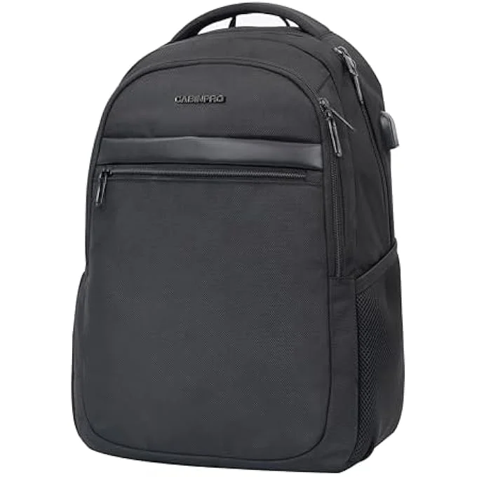 Cabinpro Premium Water Resistant Backpack with Built-in USB Charging Port for Travel Business School (Black, 45 cm x 30 cm x 15 cm) ut9rx