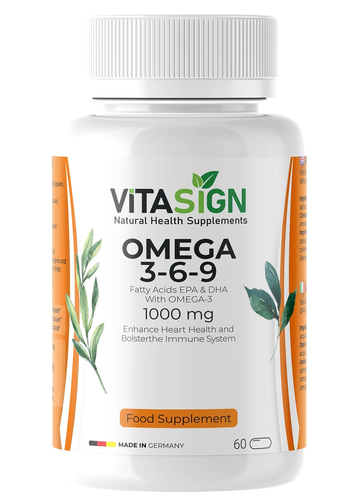VITASIGN Omega 3-6-9 Premium Supplement with EPA DHA and Vitamin E (60 Softgels) zxrmx