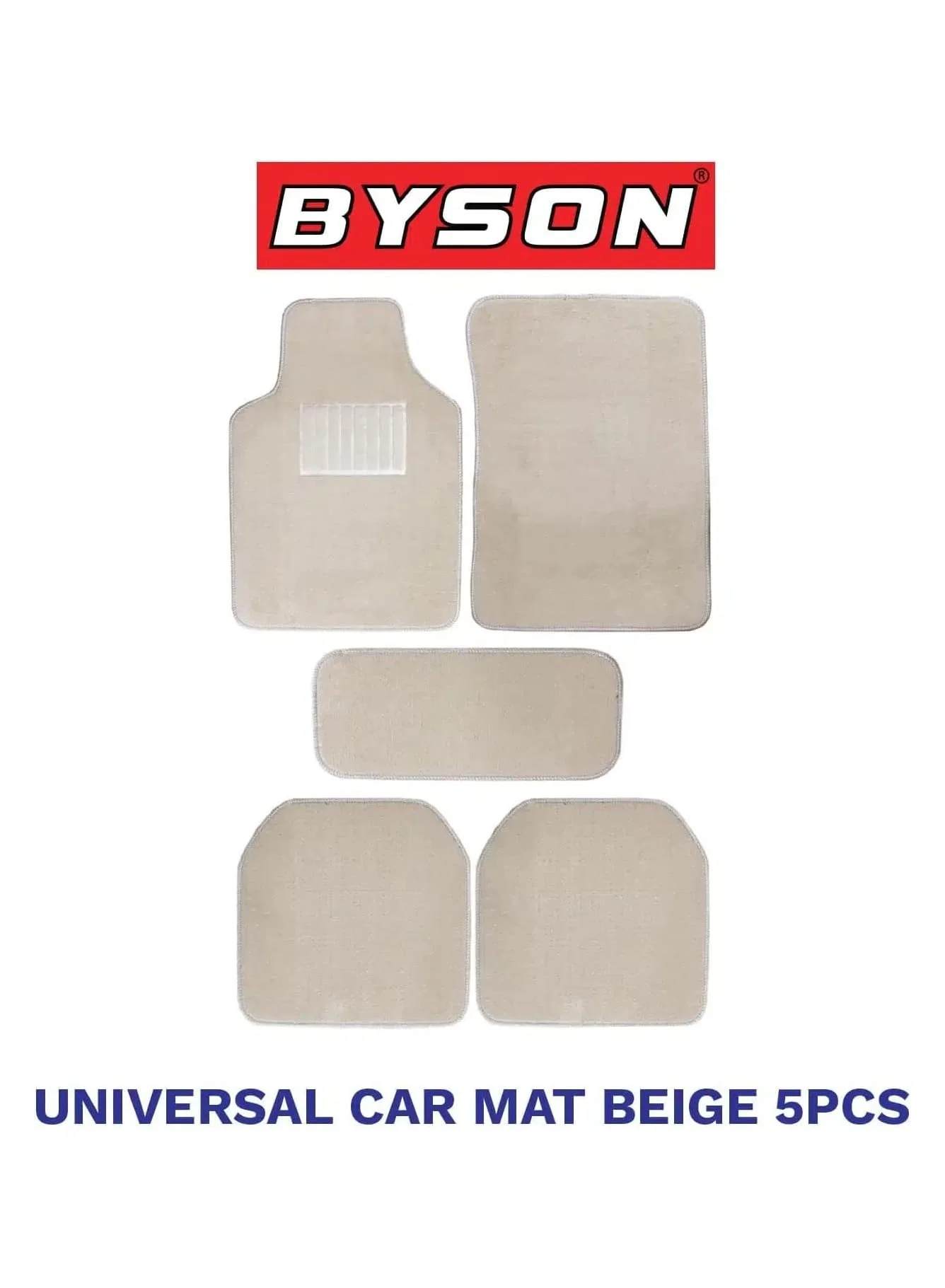 BYSON Durable Waterproof Car Floor Mats 5 Piece Set - Heavy Duty Non-Slip Interior Protection for SUV and Sedan (Beige, Universal Fit) rmven