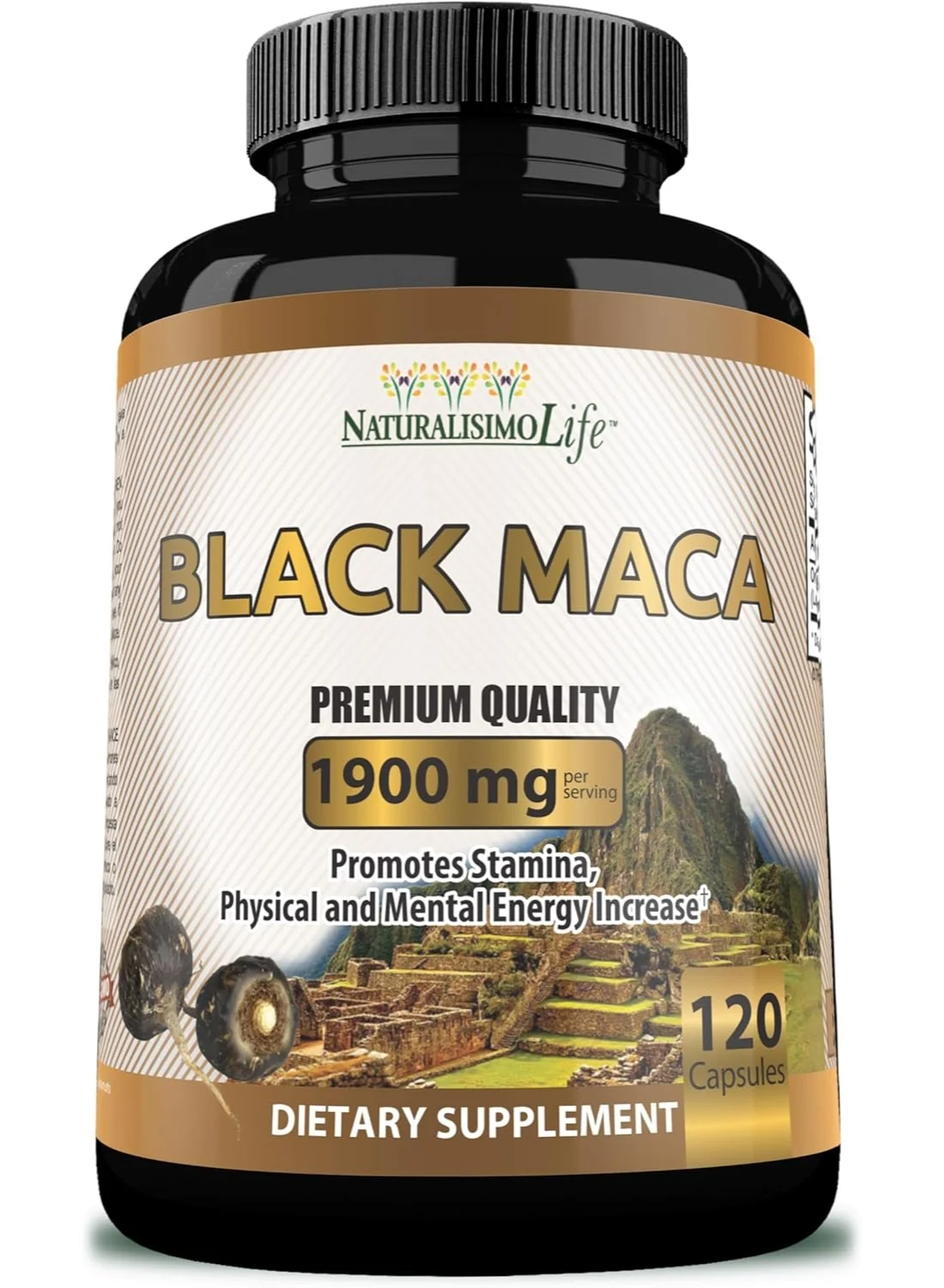 NaturalisimoLife Organic Black Maca Root Extract Premium Energy Supplement (120 Capsules) kkv8k