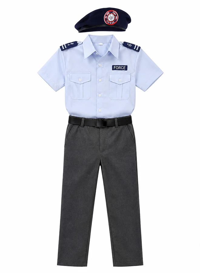 Toy Land Kids Police Officer Costume Set with Hat (Premium Fancy Dress Outfit for Boys, 10-11 Years) 0a4ts