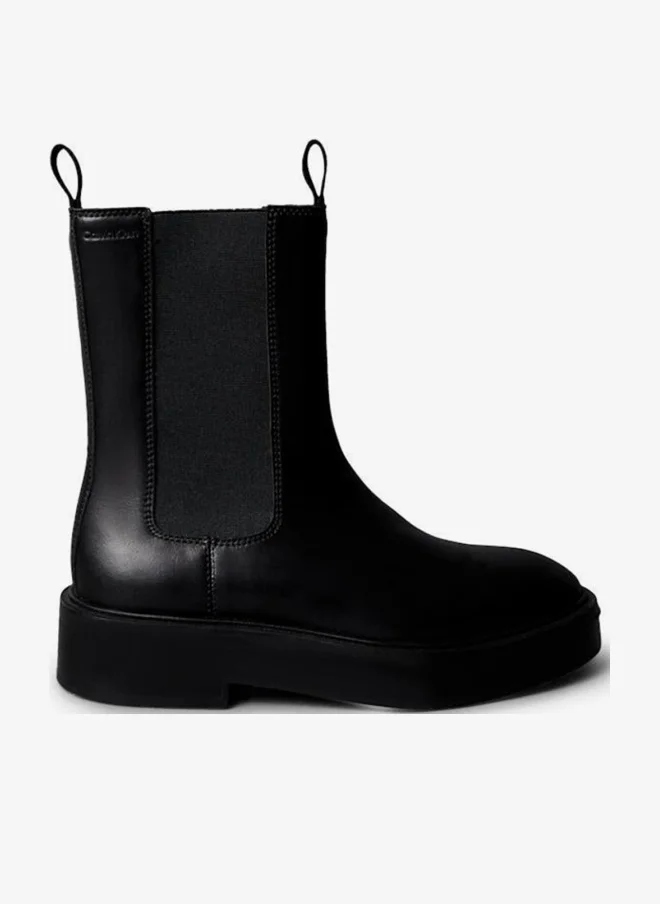 Premium Leather Stacked Heel Chelsea Boots for Women (Classic Black, EU 38) wpjf4