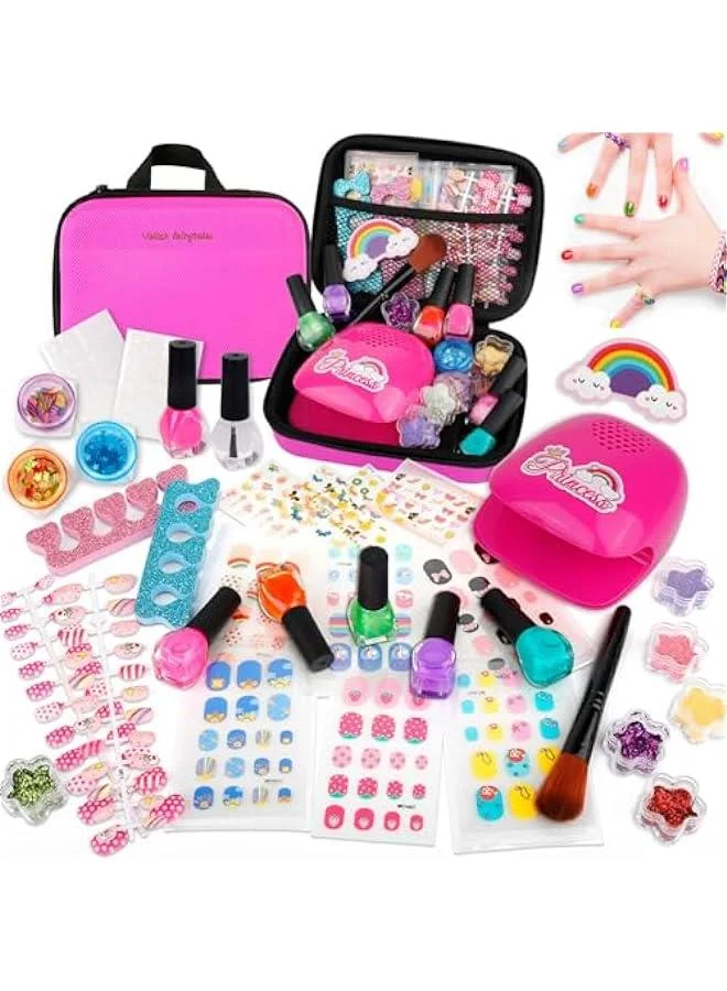 Beauenty Kids Nail Polish Set with Nail Dryer and Storage Bag (35 Pieces, Glitter Peelable Formula) 2hykl