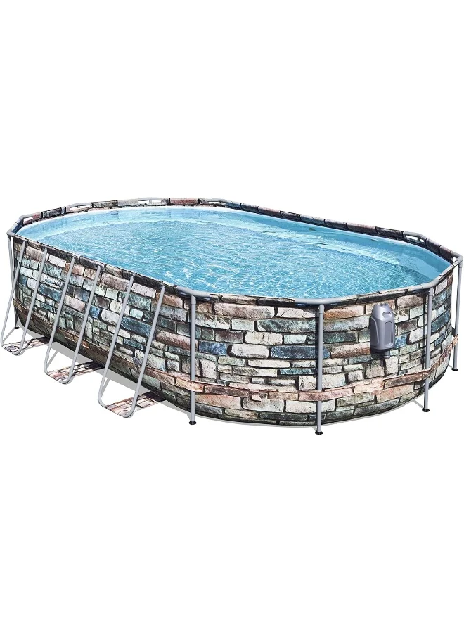 Premium Oval Above Ground Swimming Pool Set with Comfort Jet System (610 cm x 366 cm x 122 cm) cwui9
