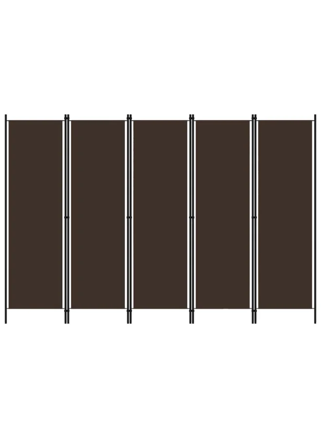 VidaXL 5-Panel Room Divider Privacy Screen (Brown, 250x180 cm) ch2ib