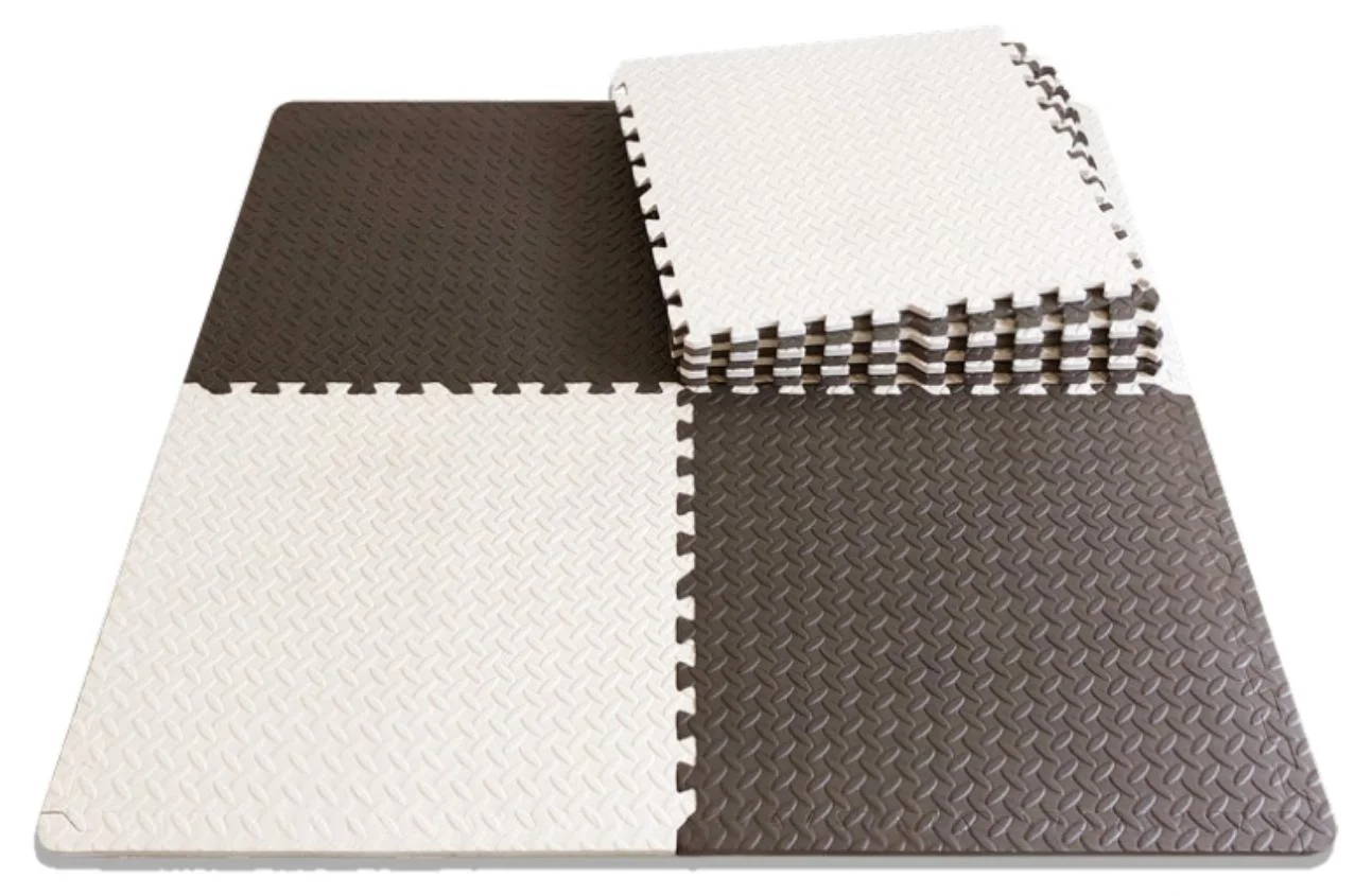 Reva Interlocking EVA Foam Floor Tiles Non-Slip Waterproof Play Mat for Kids and Gym (Black and White, 60x60cm, 6PCS) n51rb