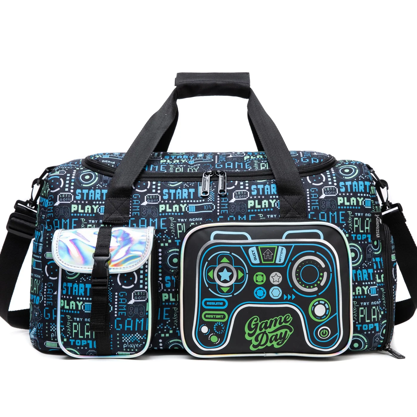 Oruiji Kids Sports Duffle Bag with Shoe Compartment Durable Travel Weekender for Boys (Blue, 45 cm) xs75w