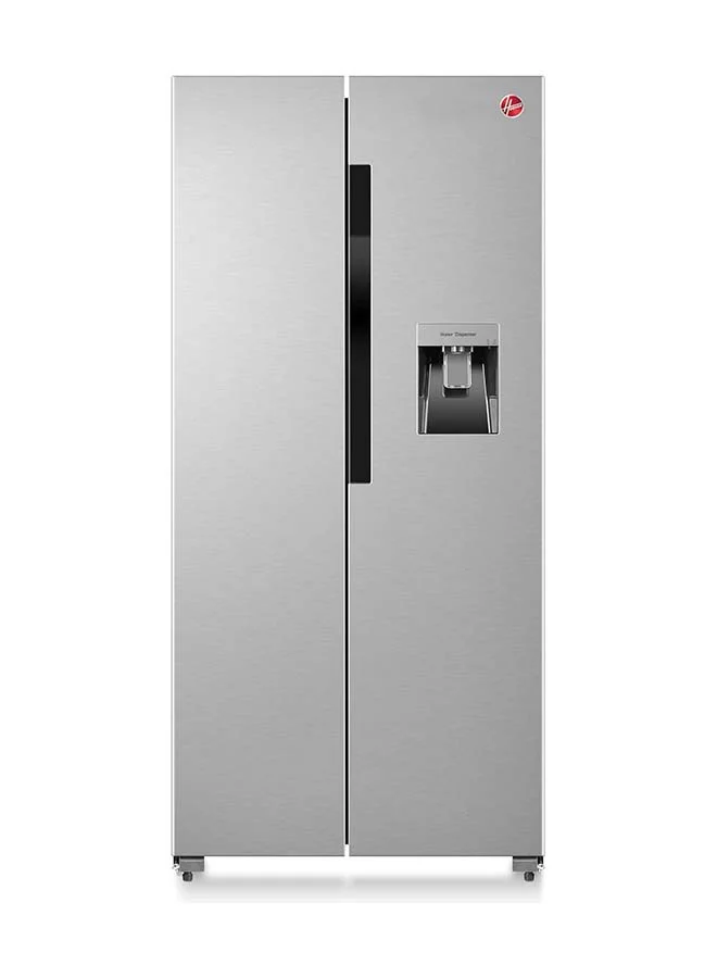 HOOVER Side-by-Side Refrigerator with Water Dispenser and Inverter Compressor (Steel Finish, 532 L) o8ly0