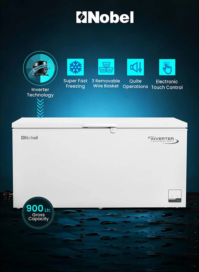 Nobel Chest Freezer with Inverter Technology Convertible Fridge and Freezer (White, 900 L) u9jjs