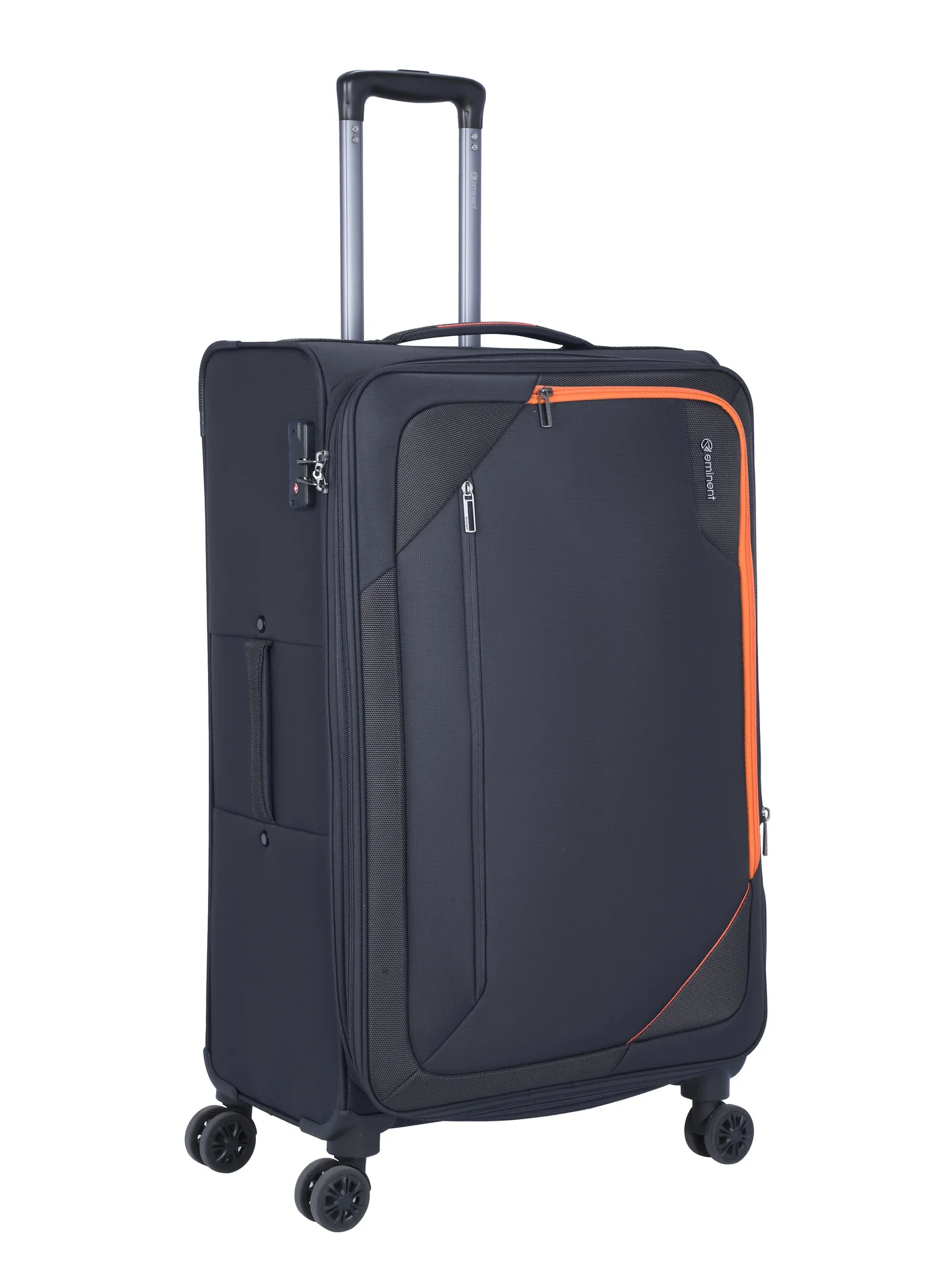 Eminent Expandable Soft Shell Luggage Trolley Bag with TSA Lock and Double Spinner Wheels (Black, 61 cm) 1zojy