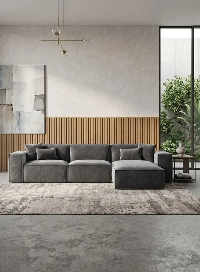 SULSHA L-Shape Sectional Sofa Modern Corner Couch for Living Room (Grey, 250 cm) er2kv