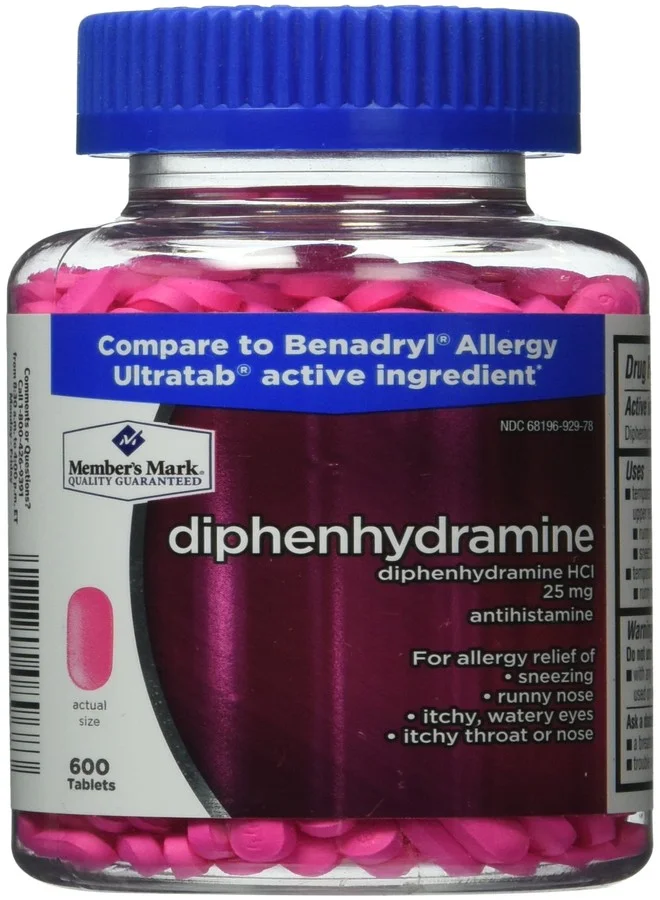 Allergy Relief Diphenhydramine 25 mg Tablets (600 Count) 1tiqn