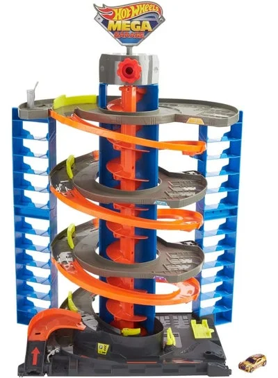 Premium City Mega Garage Playset with Die-Cast Vehicle (Multi-Level Parking Structure, Kids Toy Set) mwsg5