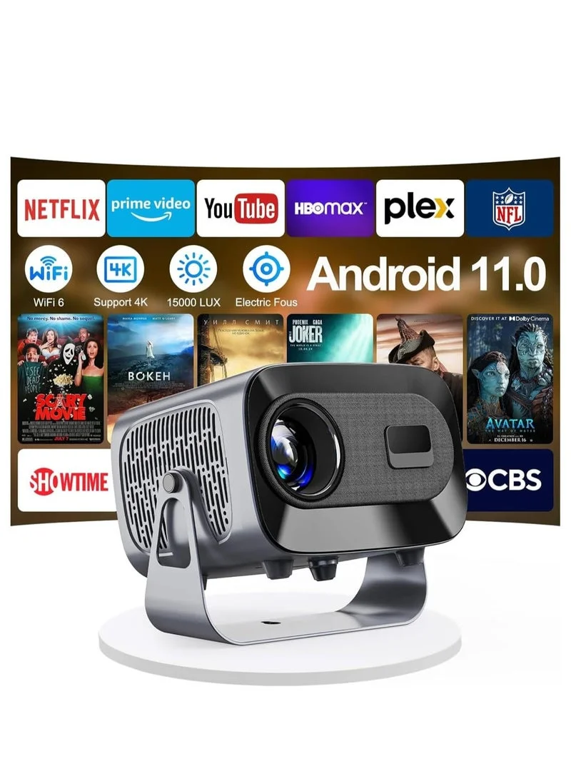 Premium Mini Projector Electric Focus 4K Supported Android 11.0 WiFi 6 Home Theater System (15000 Lumens) dorha
