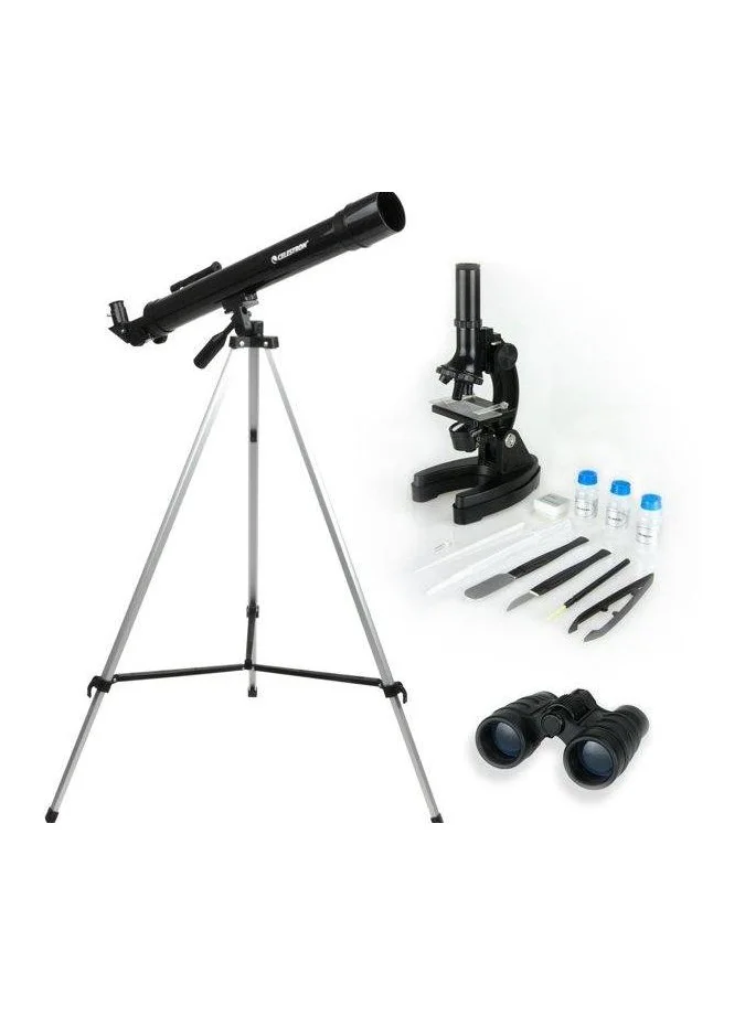 Premium Science Discovery Kit with Telescope Microscope and Binoculars (50mm Aperture) pljfq